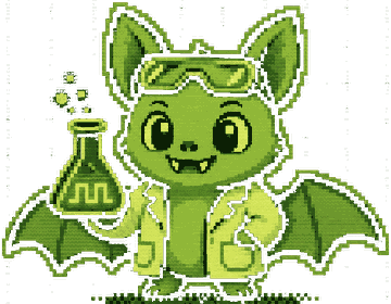 Echo in a lab coat holding a beaker