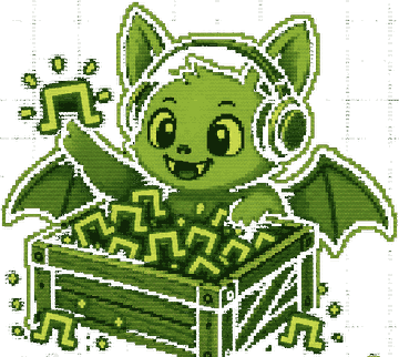 Echo in headphones digging through a crate of notes